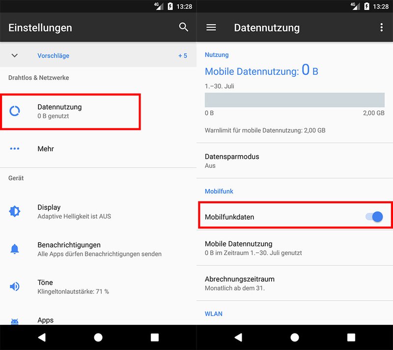 Mobile Daten aktivieren oder ausschalten (Android, iOS, Windows Phone