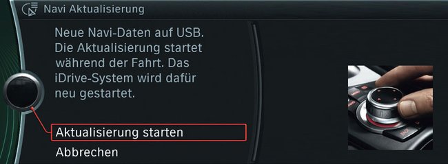 Die Aktualisierung des Navis startet automatisch, wenn ihr den USB-Stick ansteckt. Bildquelle: baum-bmwshop24.de