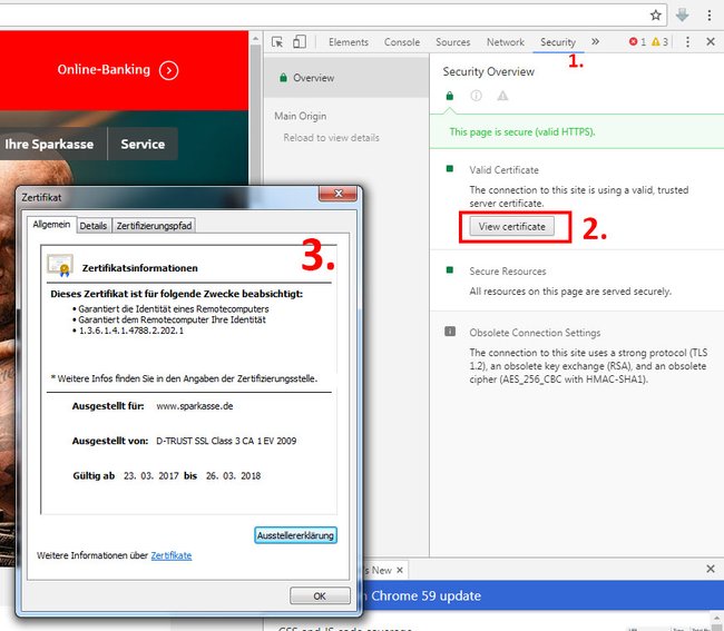 Chrome: So lasst ihr euch das SSL-Zertifikat der Webseite anzeigen.