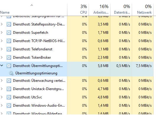 Windows 10: „Diensthost Übermittlungsoptimierung“ deaktivieren (Internet ausgelastet)