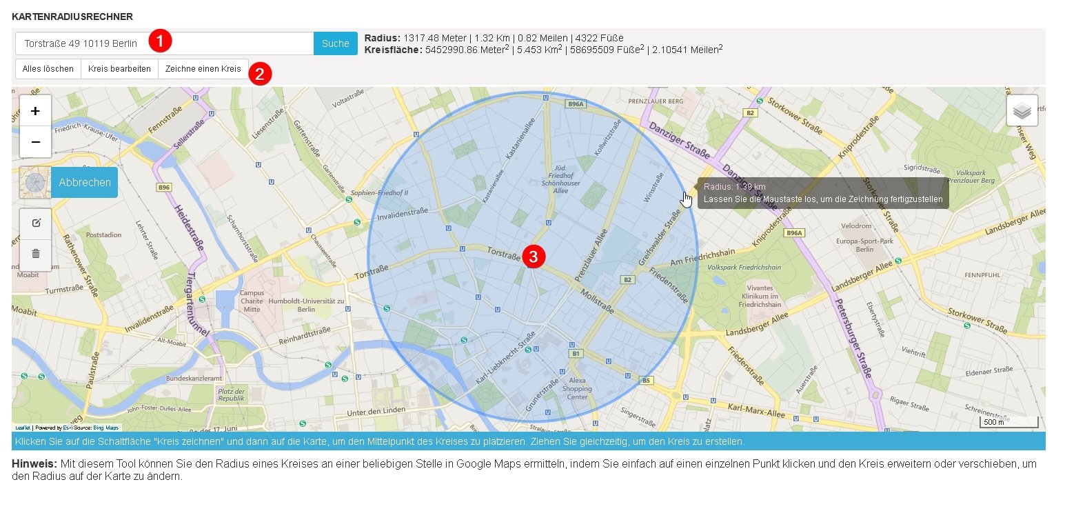 Google Maps Radius Zeichnen Bewegungsumkreis Anzeigen