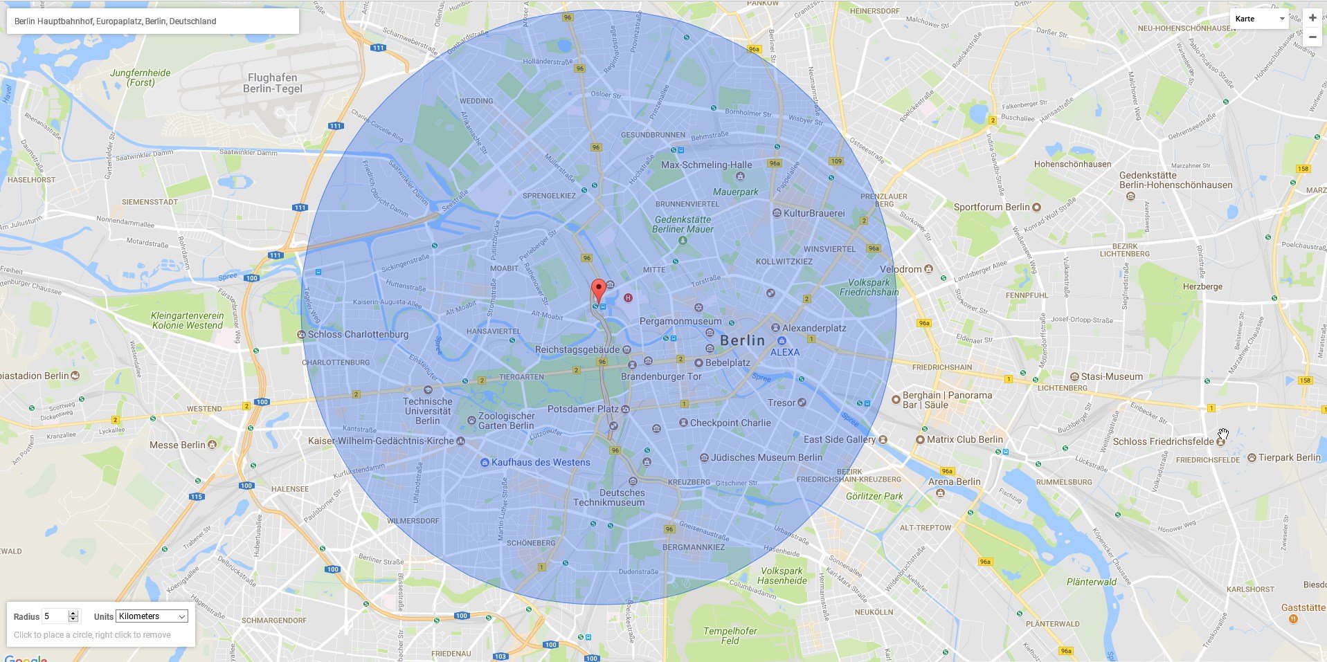 Google Maps Radius In Karte Zeichnen