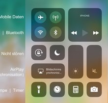 Einstellungen für das Kontrollzentrum von iPhone und iPad