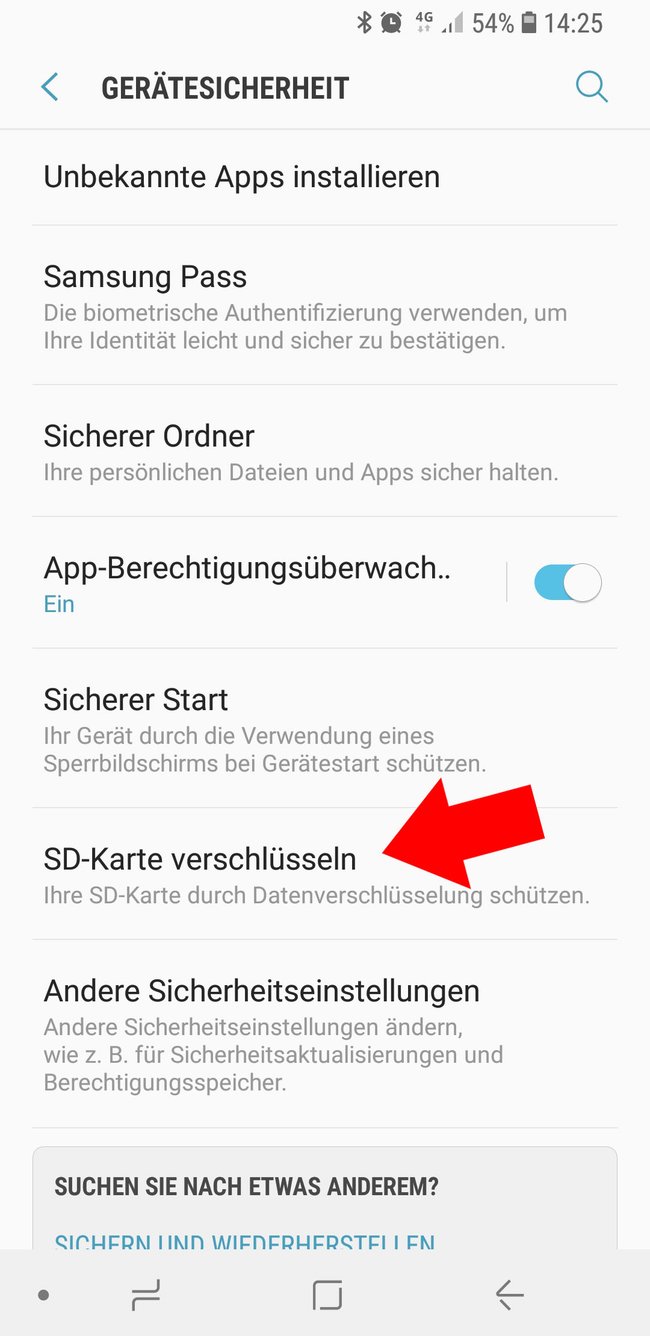 Samsung Galaxy S8: Hier könnt ihr die SD-Karte verschlüsseln.