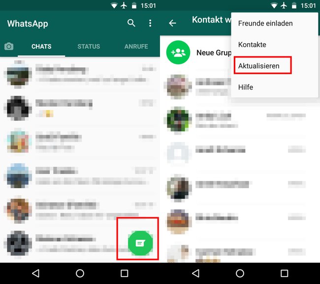 So aktualisiert ihr eure WhatsApp-Kontakte. (Bildquelle: GIGA)