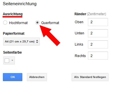 Google Docs Querformat Einstellen Pc Smartphone