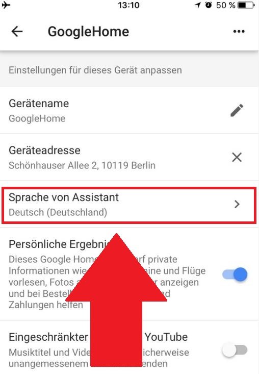 Google Home Sprache ändern Menü