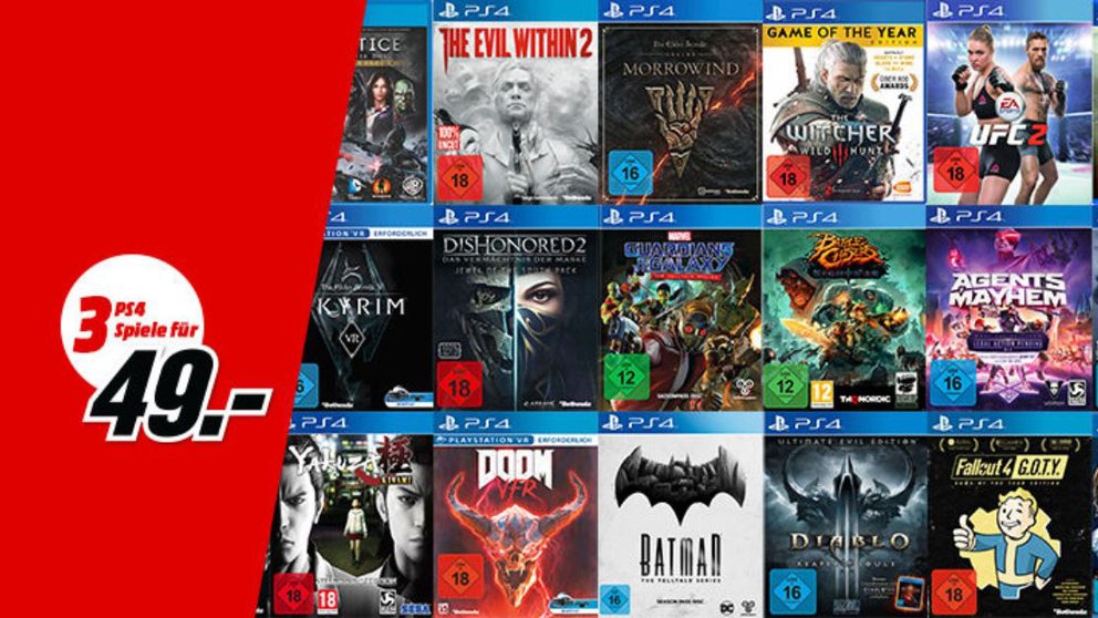 MediaMarkt: 3 Spiele für 49 € (PS4, Xbox, Nintendo & PC 