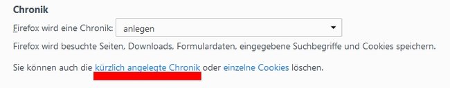 Suchverlauf löschen Mozilla Chronik