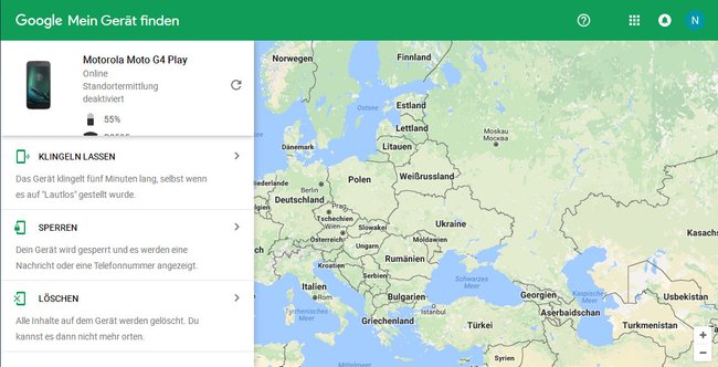Mit Google könnt ihr euer Gerät wiederfinden.