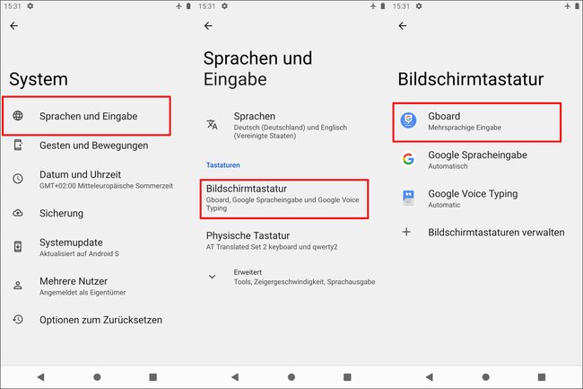 Hier ändert ihr die Tastatur oder konfiguriert sie. Bild: GIGA