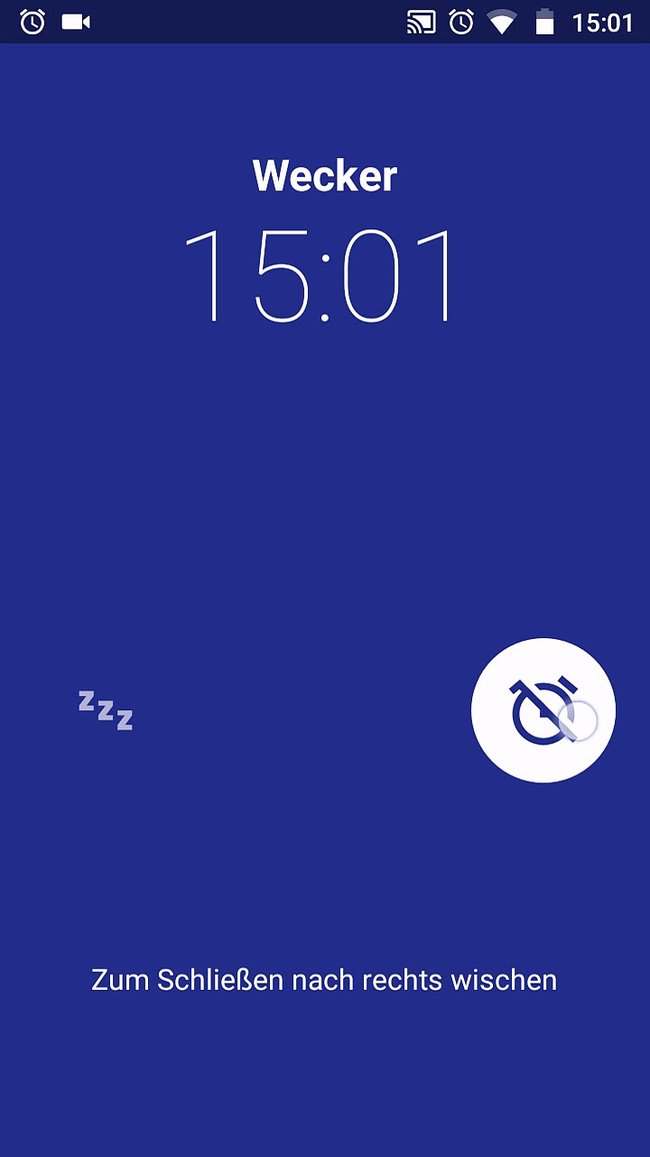 Wischt das Symbol nach rechts, um den Wecker zu beenden