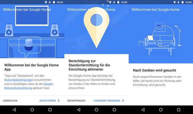 Die App sucht nach eurem Google-Home-Gerät.