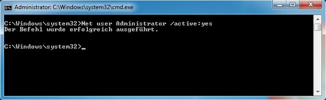 Der Befehl hat das Admin-Konto aktiviert Bild: GIGA