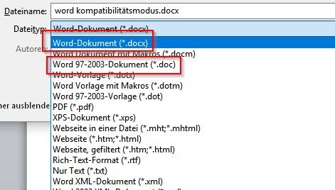 word-Kompatibilitätsmodus-speichern