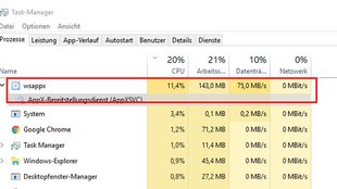 Prozess „wsappx“ lädt große Datenmengen aus dem Internet – wie deaktivieren?