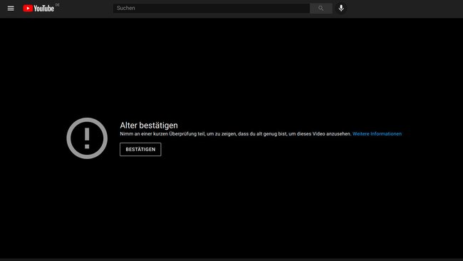 Bevor man dieses Video sehen kann, muss man auf YouTube erst sein Alter bestätigen. Bild: GIGA