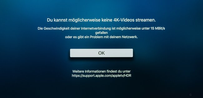 Passt etwas nicht, sagt es Apple TV. Auch das Kabel kann auf HDR-Tauglichkeit geprüft werden.