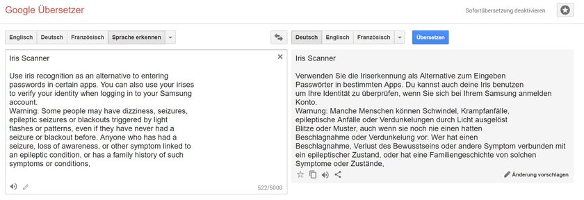 (Quelle: Screenshot Google Übersetzer)