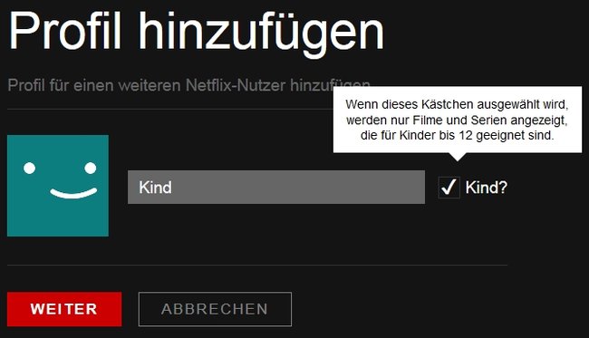 Netflix Kindersicherung Profil für Kind