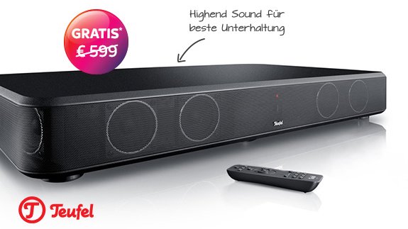 Sky UHD-Komplettangebot: Teufel Cinebase im Wert von 599 € gratis bei Buchung aller Pakete