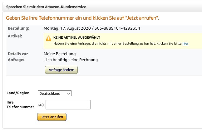 Amazon Rückruf durch Kundenservice anfordern so klappts