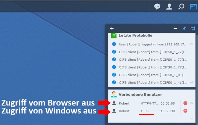 Per CIFS greift der Windows-Client auf den Synology-Server zu