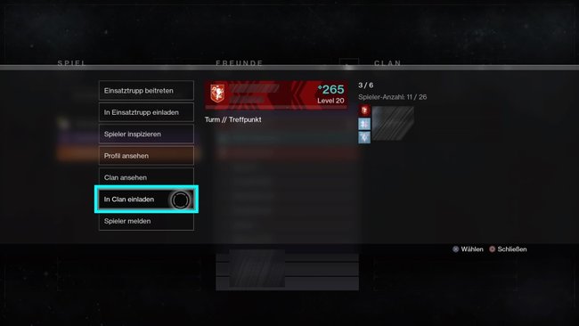 Inspiziert einen Spieler in Destiny 2, um ihn einzuladen.