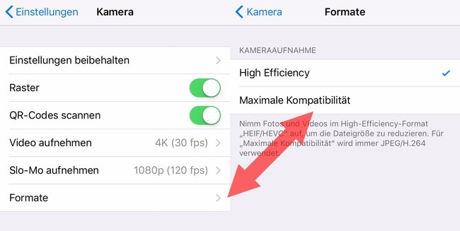 ios 11 iPhone HEIF HEVC deaktivieren