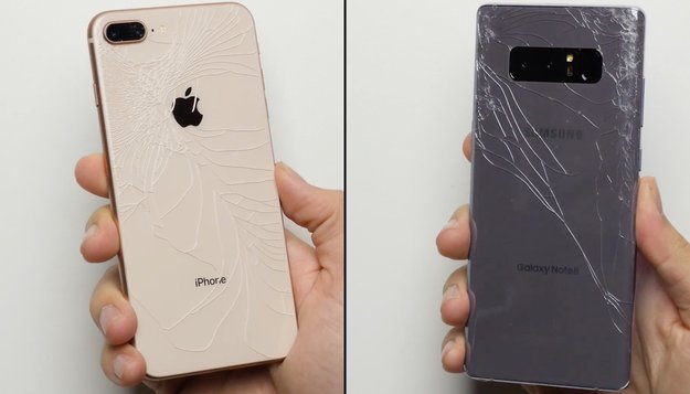 iPhone 8 Plus vs. Galaxy Note 8: So schnell zerbrechen die Glasgehäuse