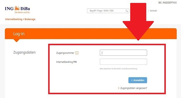 ING DiBa Login Artikelbild