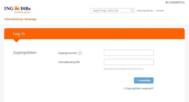 Ing Diba Login Anmelden Fur Online Banking