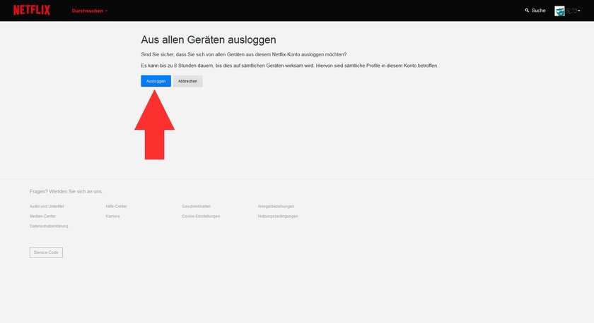 Netflix Ausloggen aus allen Geraeten 04