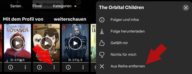 Netflix Weiterschauen Liste entfernen App