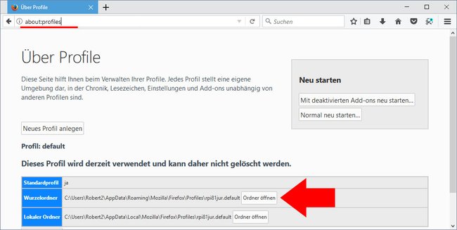 So öffnet ihr den Profilordner am schnellsten