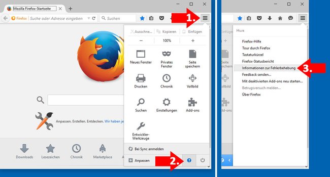 So öffnet ihr den Firefox-Profilordner