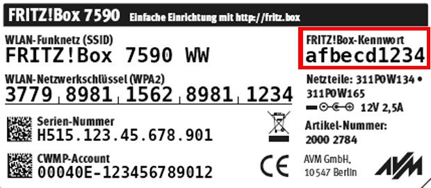 Hier steht das Passwort, um in die Fritzbox-Einstellungen zu gelangen. (Bildquelle: AVM)