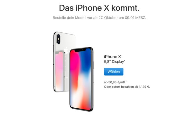 iPhone-X-Verfügbarkeit: So sieht die Lieferzeit bei Apple aus