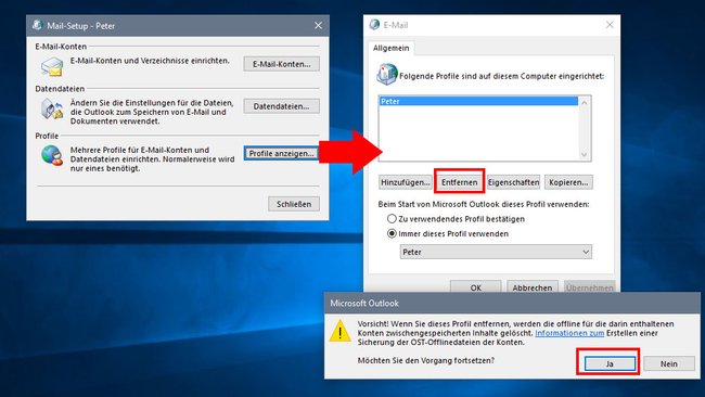 So löscht ihr ein Outlook-Profil