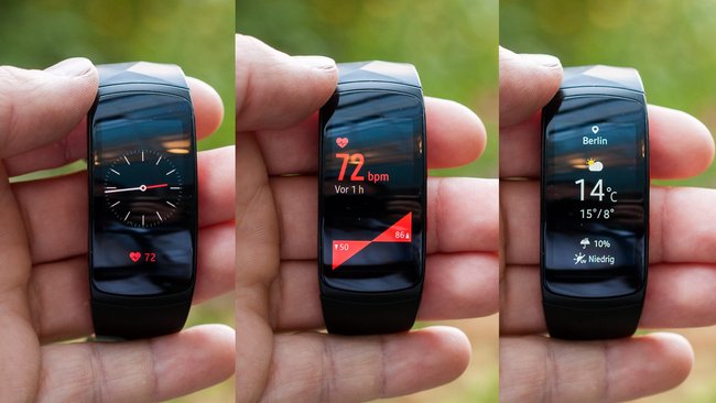 Verschiedene Watch-Designs, Pulsmessung, Wetter – Eigenschaften ähnlich einer Smartwatch, inklusive Display-Spiegelung.