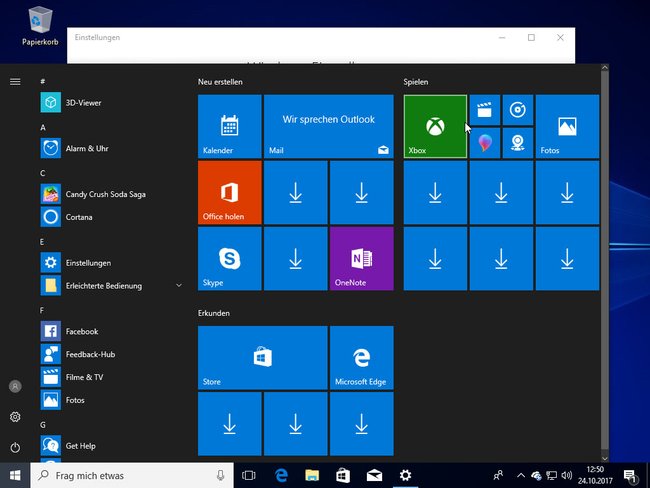 Windows 10: Im Startmenü seht ihr Kacheln mit Pfeilen, statt der Apps