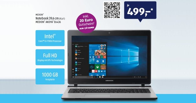Aldi-Laptop: Medion Akoya E6436 ab morgen für 499 Euro – lohnt sich das Angebot?