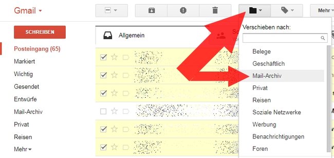 Gmail Mail-Archiv Ordner