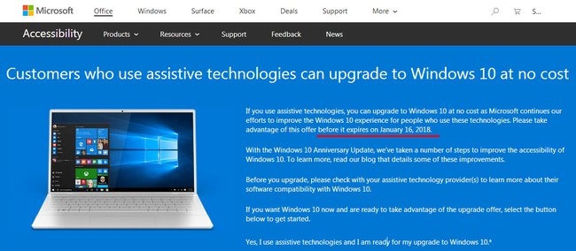 Microsoft gibt das Ende des kostenlosen Windows 10 an. Bild: GIGA
