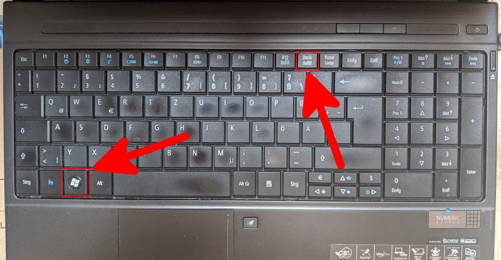 Mit diesen Tasten erstellt ihr einen Screenshot am Laptop. Bild: GIGA