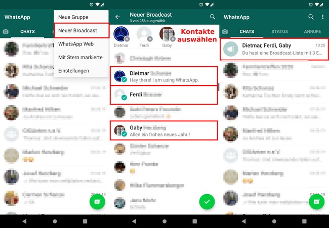 So erstellt ihr eine Broadcast-Liste in WhatsApp. Bild: GIGA