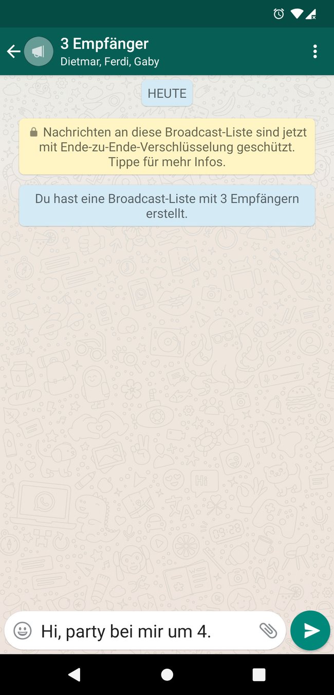 Einen Broadcast nutzt ihr wie einen gewöhnlichen Chat. Bild: GIGA