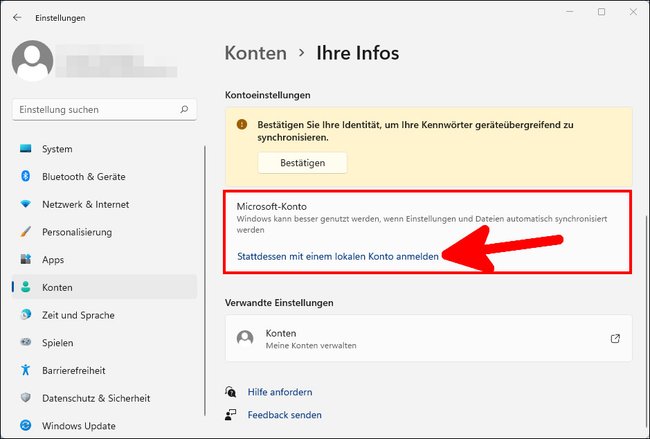 Hier richtet ihr in Windows 11 ein Offline-Konto ein. (Bild: GIGA)