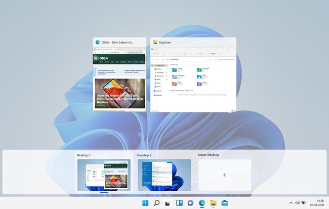Windows-Shortcuts: Virtuelle Desktops lassen sich per Tastenkombination schnell erstellen, löschen und wechseln. Bild: GIGA
