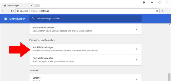 Hier öffnet ihr die Autofill-Einstellungen